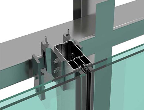 Curtain wall sections in aluminum structures